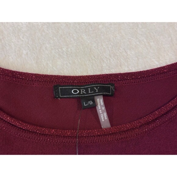 Orly Holiday Sweater Women Large Burgundy Wine Ladies Sparkle Accent Christmas - Picture 3 of 7